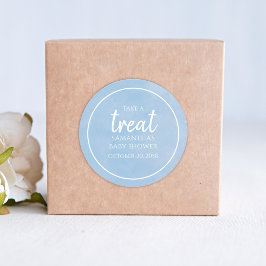 Babydusche Niedlich Watercolor Blue Whimsical Leck Runder Aufkleber