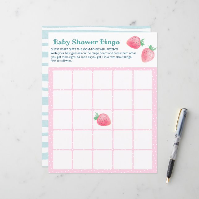 Babydusche niedliche Erdbeeren. (Vorderseite/Rückseite Beispiel)