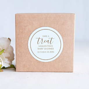 Babydusche Niedliche Kalligrafie Script Blue Lecke Runder Aufkleber