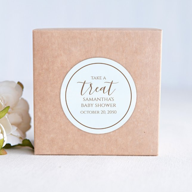 Babydusche Niedliche Kalligrafie Script Blue Lecke Runder Aufkleber (Von Creator hochgeladen)