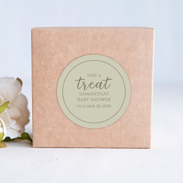 Babydusche Niedliche Kalligrafie Skriptgeschlecht  Runder Aufkleber (Von Creator hochgeladen)