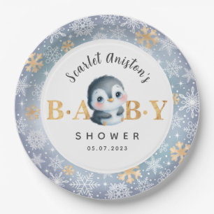 Babydusche Niedliche Pinguin Papier Teller