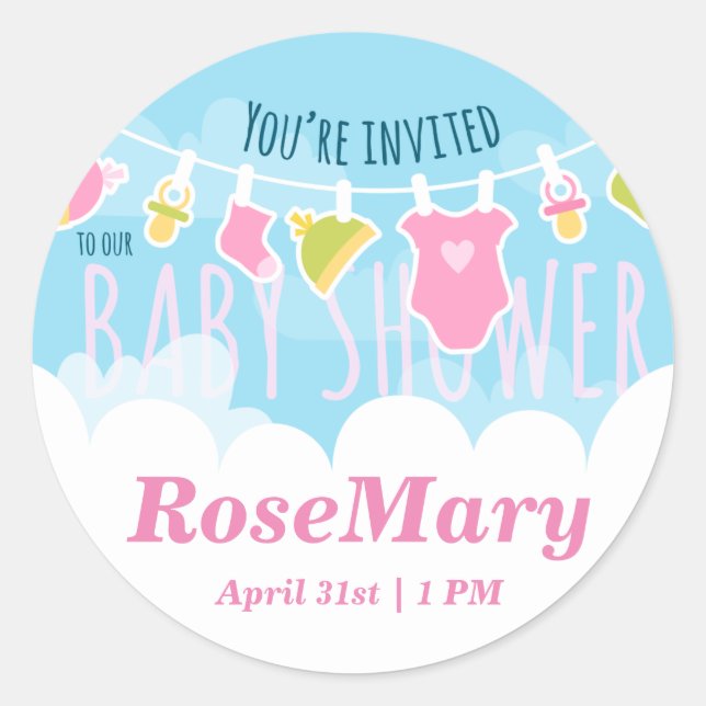 Babydusche niedliche Wäsche Runder Aufkleber (Vorderseite)