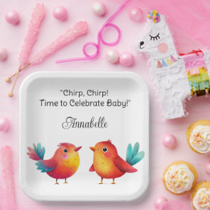 Babydusche Niedliche Wasserfarbe Pappteller