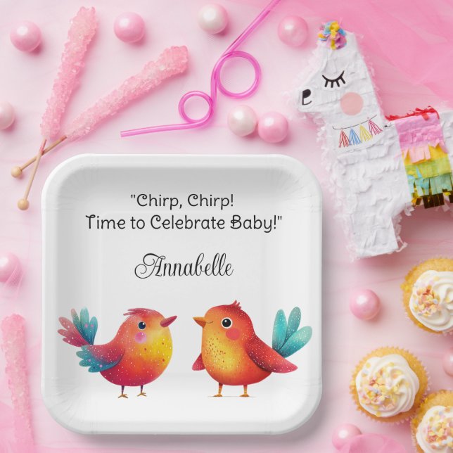 Babydusche Niedliche Wasserfarbe Pappteller (Party)