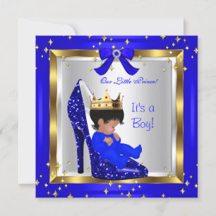 Babydusche Niedlicher Junge Prince Royal Blue Shoe Einladung