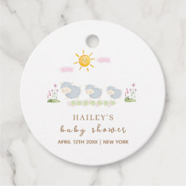 Babydusche niedlicher Schafe im Blumengarten Geschenkanhänger