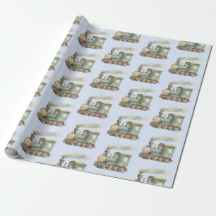 Babydusche niedlicher Zug, Babyspielzeug Geschenkpapier