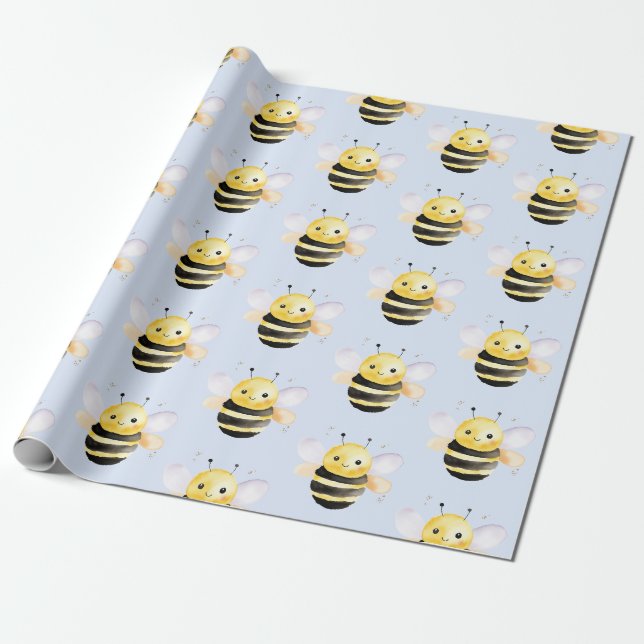 Babydusche, niedliches Bienendesign Geschenkpapier (Ungerollt)