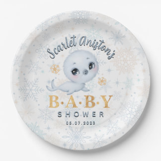 Babydusche Niedliches Polar-Siegel Pappteller
