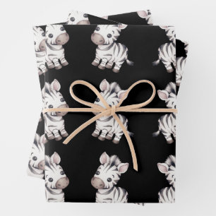 Babydusche niedliches Zebramuster Geschenkpapier Set