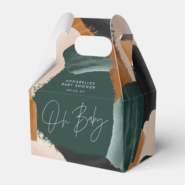 Babydusche Oh Babyterracotta grün abstrakt Geschenkschachtel (Vorderseite)