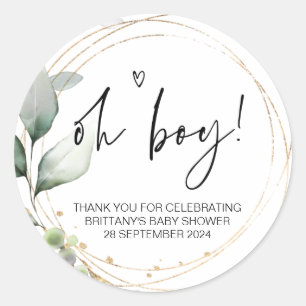 Babydusche Oh Junge Mama zum Gastgeschenk Runder Aufkleber