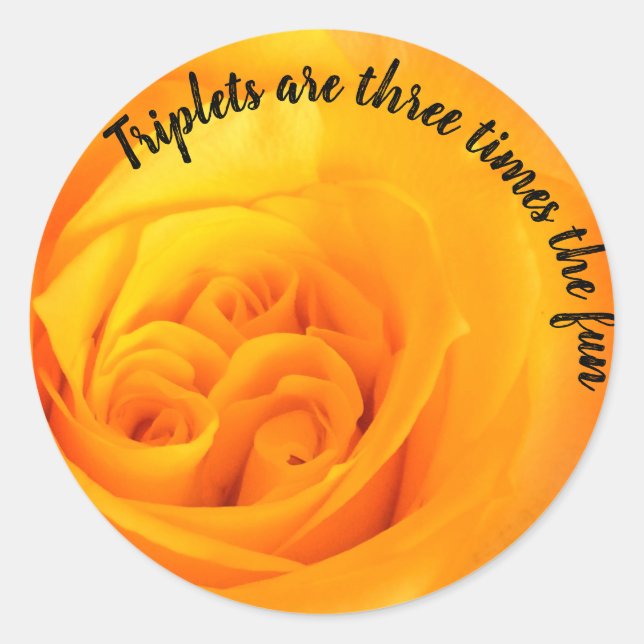 Babydusche Orange Rose Umschlag Aufkleber Triplets (Vorderseite)