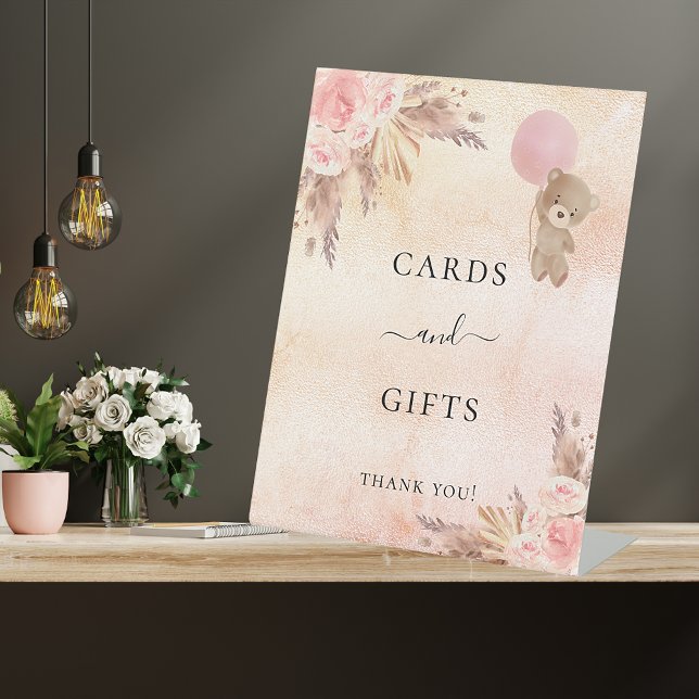 Babydusche Pampas Gras Schwarze Teekarten Geschenk Sockelschild (Von Creator hochgeladen)