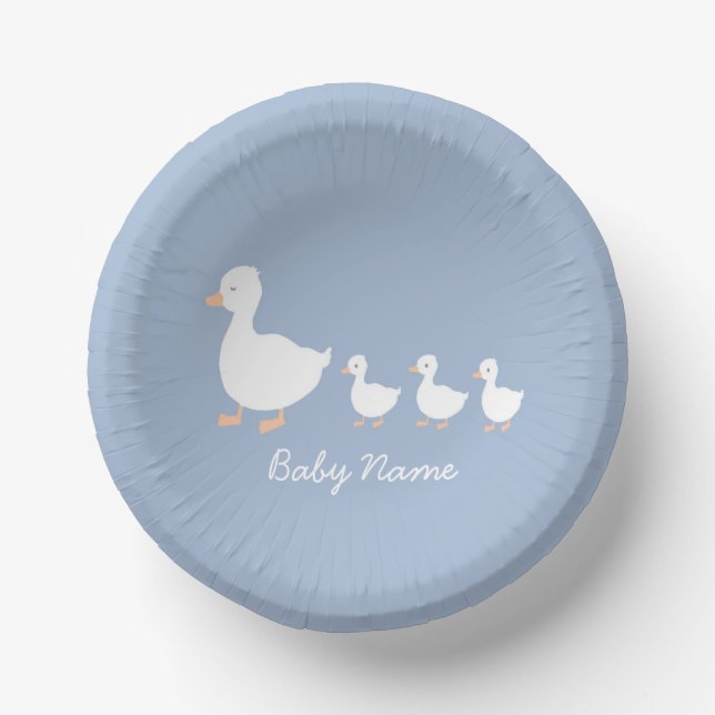 Babydusche Papierschale Blue Duckling Design Pappteller (Vorderseite)