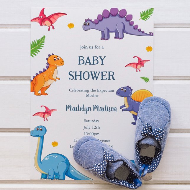Babydusche Party, Blue Dinosaurier Einladung (Von Creator hochgeladen)
