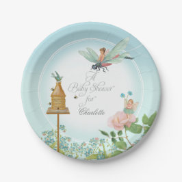 Babydusche Party Dekoration Girl Fairy Garden Bees Pappteller