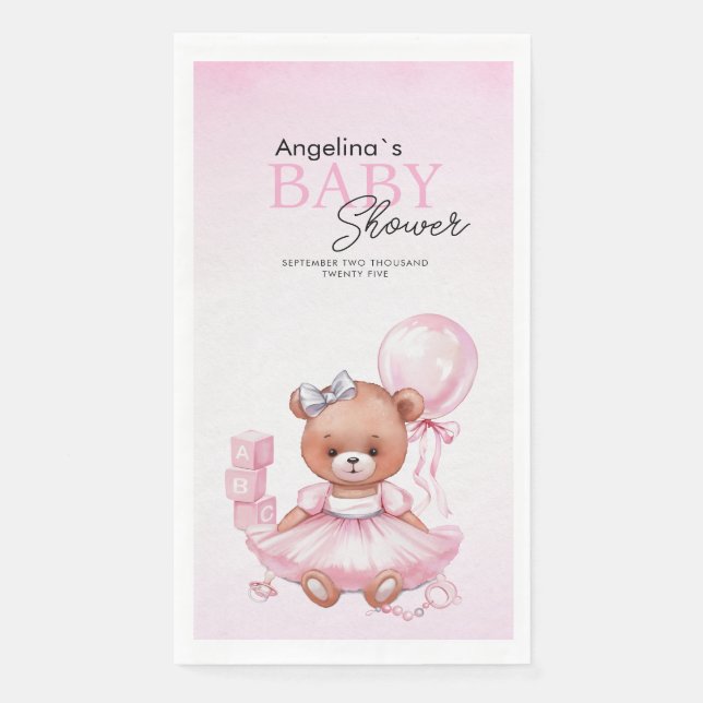 Babydusche Party Napkins Teddybär. Serviette (Vorderseite)