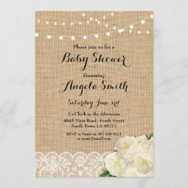 Babydusche Party Rose Burlap Lace Lights Einladung