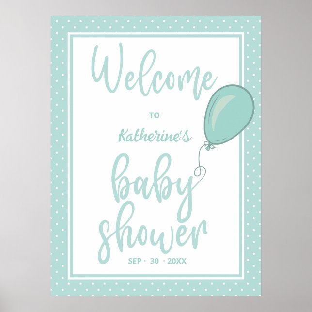 Babydusche Pastel Grün Gender Neutrale Begrüßung Poster (Vorne)