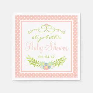 Babydusche Peach Floral Serviette