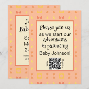 Babydusche Peach Yellow Geometric QR Code Einladung