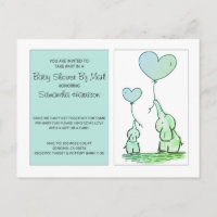 Babydusche per E-Mail Mama Babyelefanten blau grün