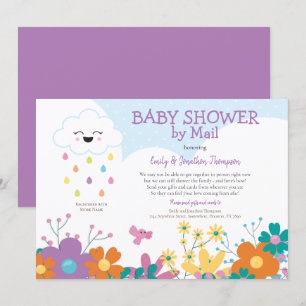Babydusche per Mail Cloud Raindrops Florals Einladung