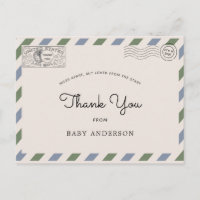 Babydusche per Mail Danke Blue Green Postcard