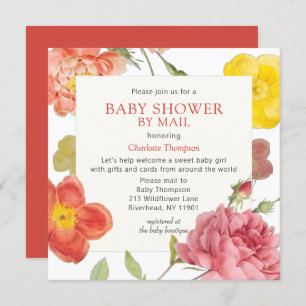 Babydusche per Mail farbenfrohe Blumeneinladung Einladung