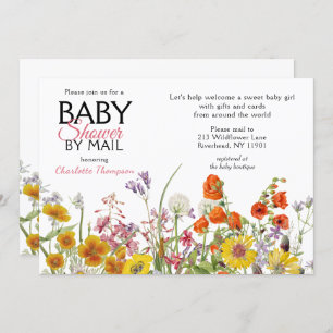 Babydusche per Mail farbenfrohe wilde Blume Einladung