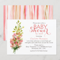 Babydusche per Mail Pink Aquarell Blumenstrauß
