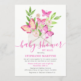 Babydusche per Mail Schmetterling Pink Floral Umsc Einladung