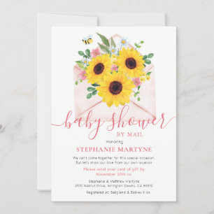 Babydusche per Mail Sonnenblumenumschlag Einladung