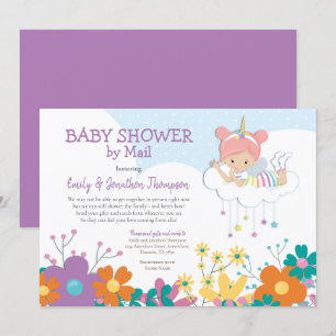 Babydusche per Mail Unicorn Fairy Florals Einladung