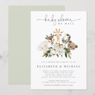 Babydusche per Post Imitate Gold Floral Einladung