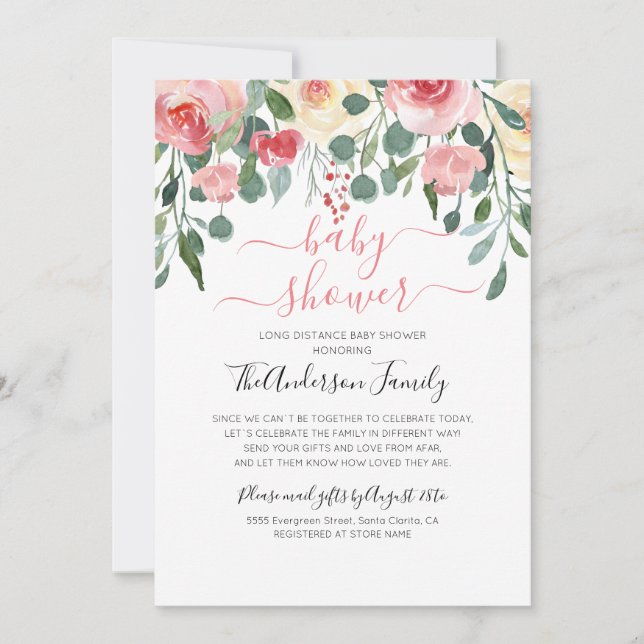 Babydusche per Post weit entfernt Einladung (Vorderseite)