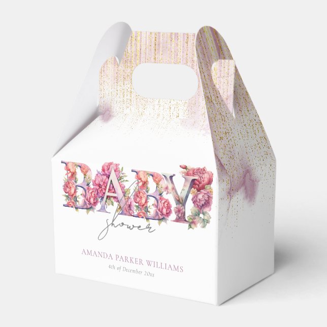 Babydusche Personalisierte Blumenbriefe Geschenkschachtel (Vorderseite)