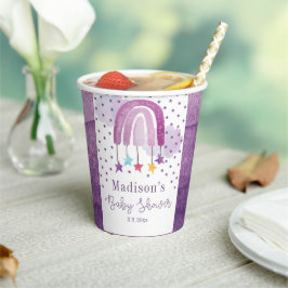 Babydusche Personalisierter Lila Regenbogen Pappbecher