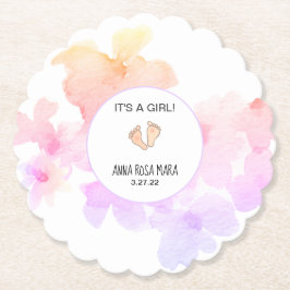 *~* Babydusche Pfirsich Pink Floral Soft Wasserfar Untersetzer