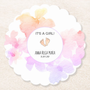 *~* Babydusche Pfirsich Pink Floral Soft Wasserfar Untersetzer