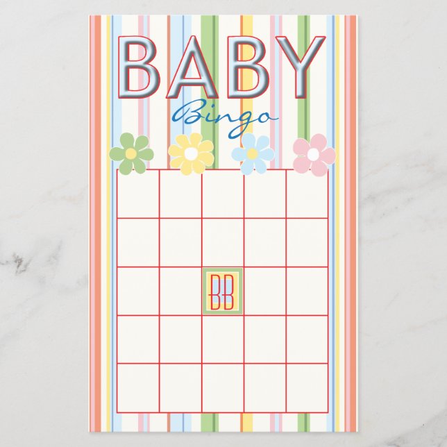 Babydusche Pink BINGO "Picnic Floral" Flyer (Vorne)