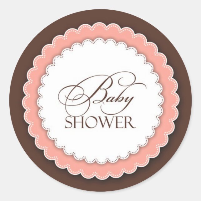 Babydusche Pink Brown Runder Aufkleber (Vorderseite)