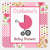 Babydusche Pink Carriage & Girl Patchwork