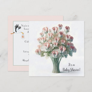 Babydusche Pink Feet Blume Bouquet Einladung