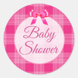 Babydusche Pink Kariert und Bow Stickers