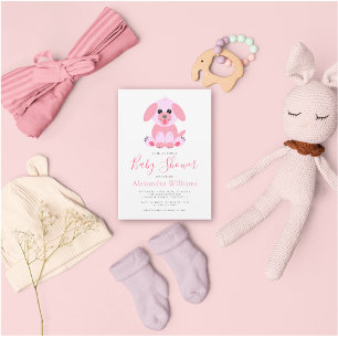 Babydusche Pink Puppy Personalisierte Einladung