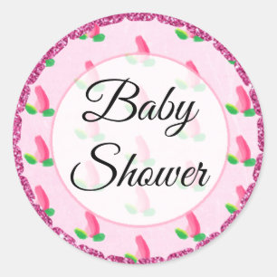 Babydusche Pink Rosenknospe Stickers