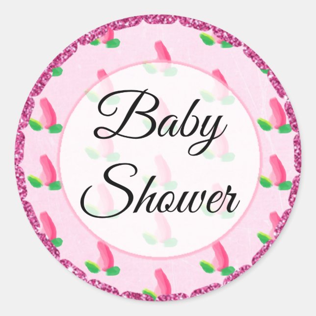 Babydusche Pink Rosenknospe Stickers (Vorderseite)